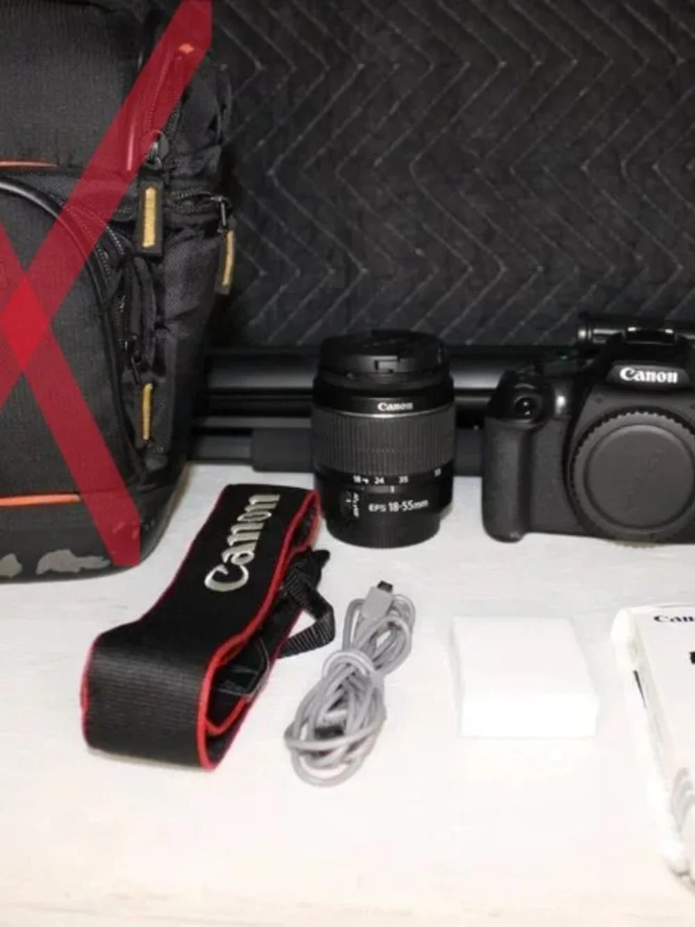 Canon Rebel T7 DSLR Camera Bundle w/ 18-55mm lens, strap, usb, & batt/charger